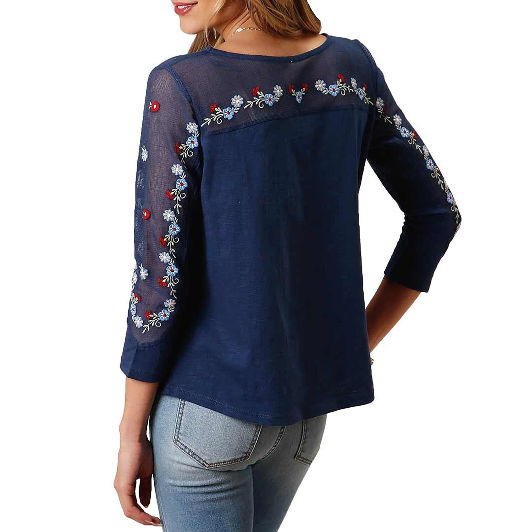 Roper Women's Mesh Embroidered Yoke Blouse 2 Roper Women's Mesh Embroidered Yoke Blouse - Image 2