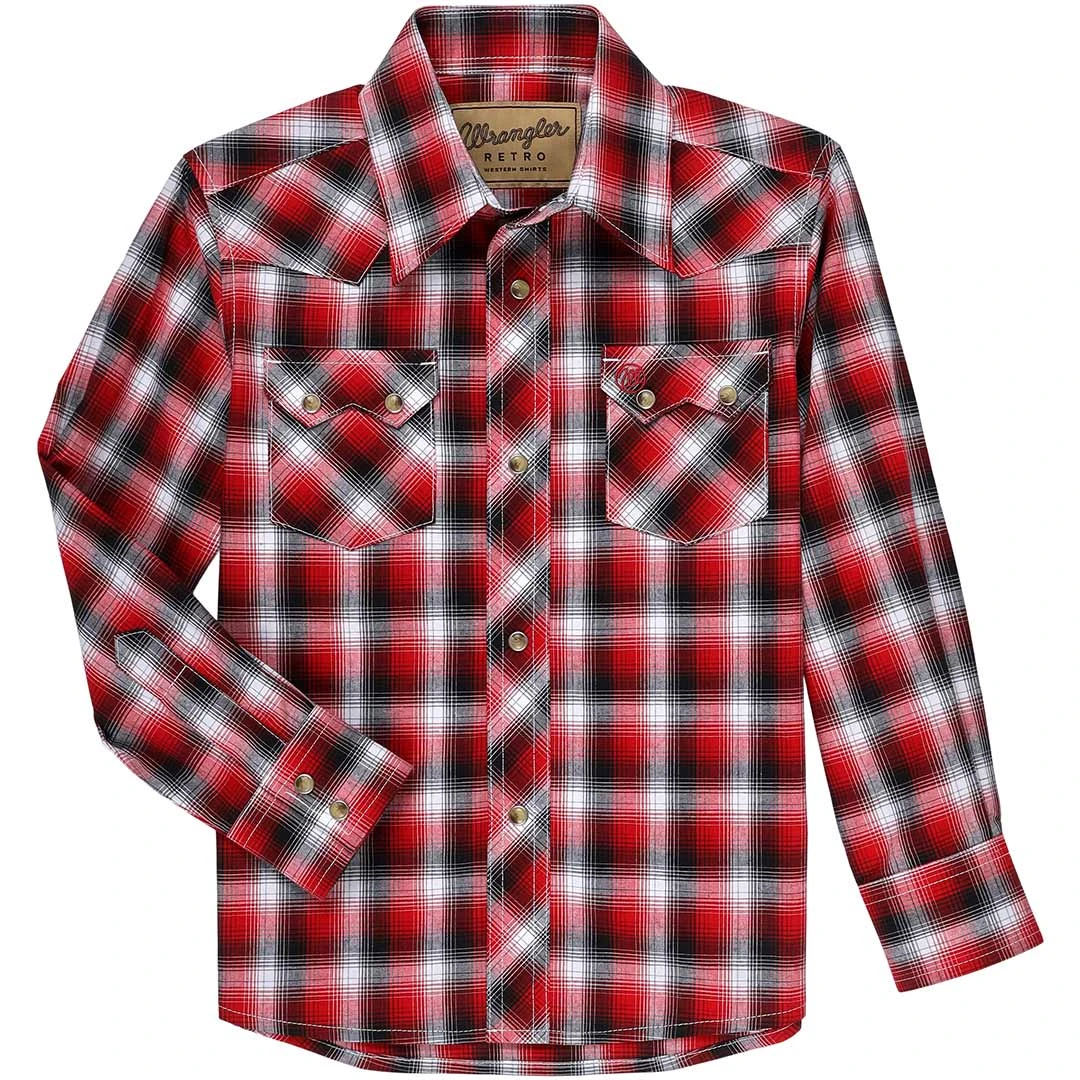 Wrangler Boys' Sawtooth Pocket Plaid Snap Shirt 1 Wrangler Boys' Sawtooth Pocket Plaid Snap Shirt