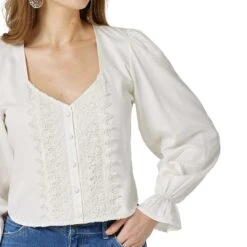 Wrangler Women's Retro Boho Crochet Button Blouse -Western Cowboy Equipment Store img22459 wrangler women s retro boho crochet button blouse