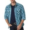Wrangler Men's Rock 47 Embroidered Yoke Plaid Snap Shirt