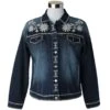 Keren Hart Women's Floral Embroidered Jean Jacket