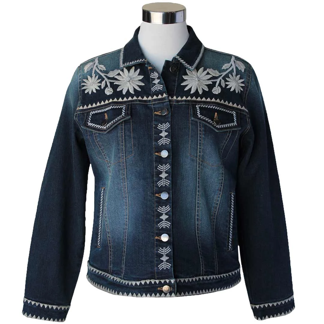 Keren Hart Women's Floral Embroidered Jean Jacket 1 Keren Hart Women's Floral Embroidered Jean Jacket