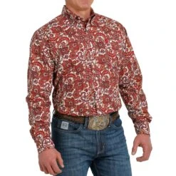 Cinch Men's Paisley Print Button-Down Shirt -Western Cowboy Equipment Store img24816 cinch men s paisley print button down shirt