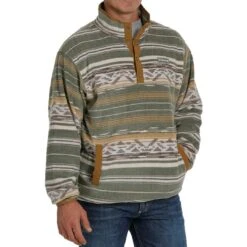 Cinch Men's Striped Fleece Pullover -Western Cowboy Equipment Store img26155 cinch men s striped fleece pullover