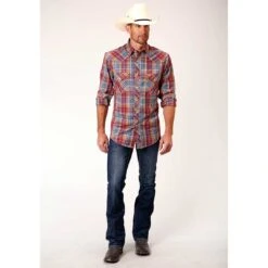 Roper Men's Plaid Snap Shirt -Western Cowboy Equipment Store img26290 roper men s plaid snap shirt