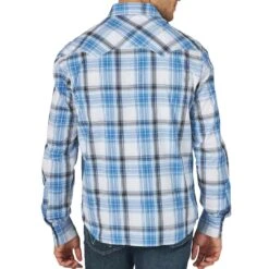 Wrangler Men's Retro Sawtooth Pocket Plaid Snap Shirt -Western Cowboy Equipment Store img30168 wrangler men s retro sawtooth pocket plaid snap shirt