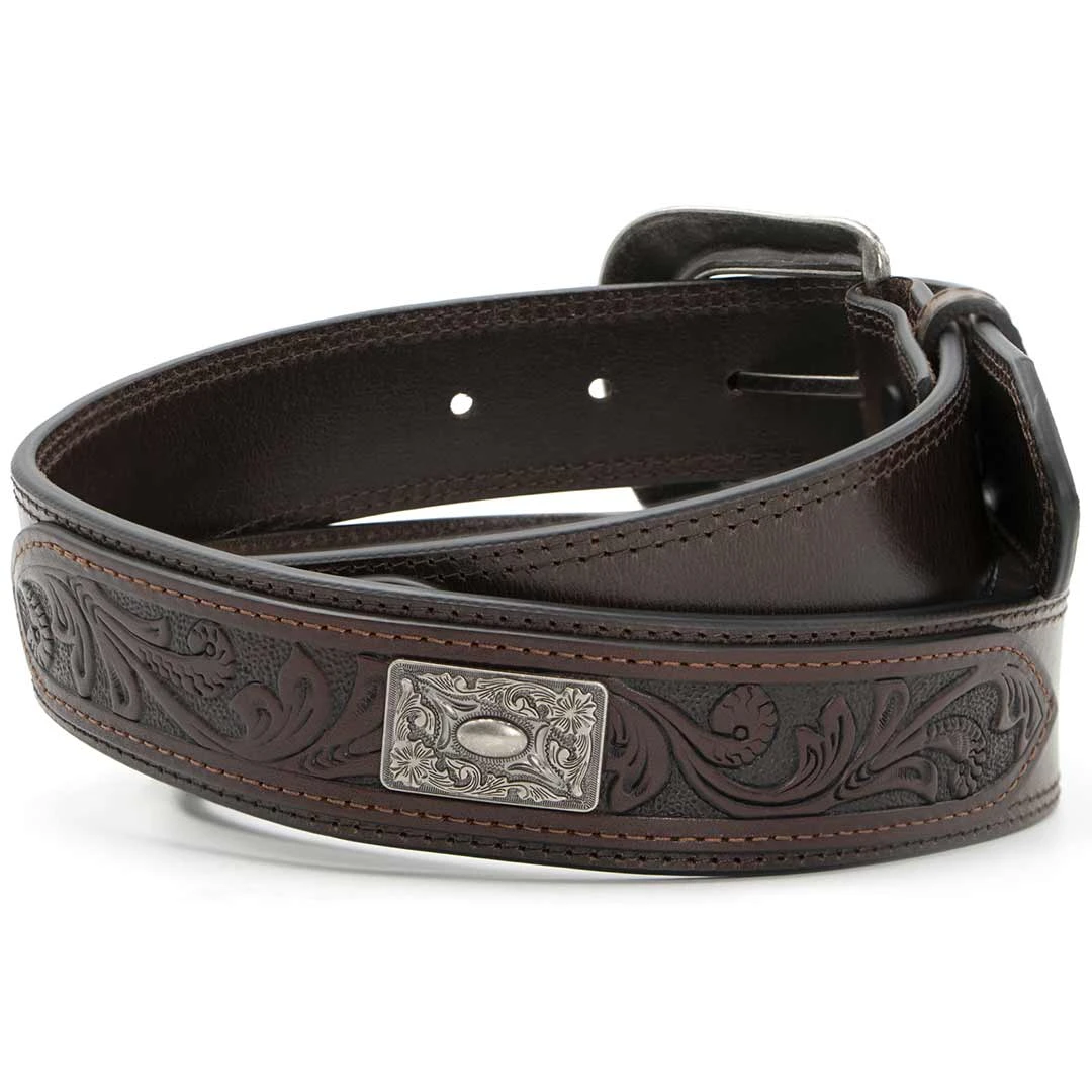 AndWest Men's Tooled And Metal Concho Overlay Belt 2 AndWest Men's Tooled And Metal Concho Overlay Belt - Image 2
