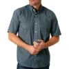 Roper Men's Short Sleeve Diamond Print Button-Down Shirt