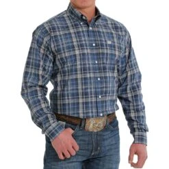 Cinch Men's Plaid Button-Down Shirt -Western Cowboy Equipment Store img34301 cinch men s plaid button down shirt