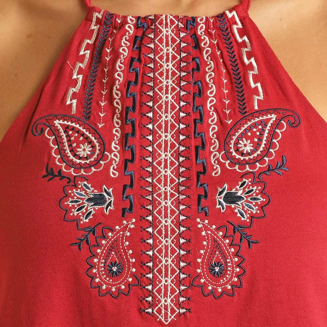 Rock & Roll Cowgirl Women's Embroidered Halter Top 6 Rock & Roll Cowgirl Women's Embroidered Halter Top - Image 6