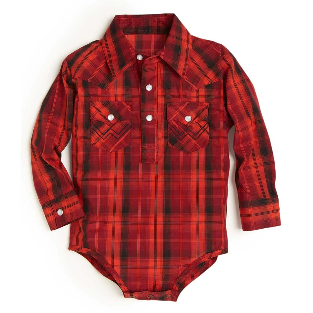 Wrangler Baby Boys' Plaid 1/4 Snap Onesie 1 Wrangler Baby Boys' Plaid 1/4 Snap Onesie