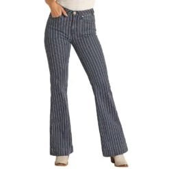 Rock & Roll Denim Women's High Rise Extra Stretch Stripe Trouser Jeans -Western Cowboy Equipment Store img37755 rock roll denim women s high rise extra stretch stripe trouser jeans