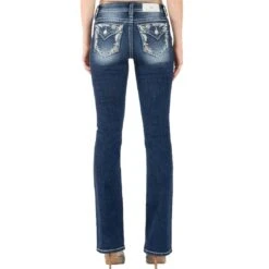 Miss Me Women's Feather Border Bootcut Jeans