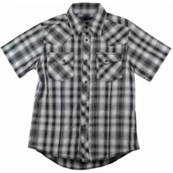 Wrangler Boys' Plaid Short Sleeve Snap Shirt
