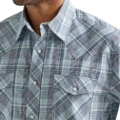 Wrangler Men's 20X AC Plaid Snap Shirt -Western Cowboy Equipment Store img40040 wrangler men s 20x ac plaid snap shirt