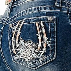 Grace In LA Girls' Horseshoe Rose Bootcut Jeans -Western Cowboy Equipment Store img41485 grace in la girls horseshoe rose bootcut jeans