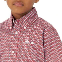 Wrangler Boy's Short Sleeve Print Button-Down Shirt -Western Cowboy Equipment Store img43073 wrangler boy s short sleeve print button down shirt