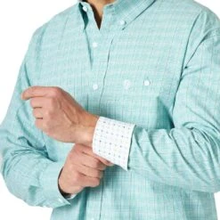 Wrangler Men's George Strait Button-Down Plaid Shirt -Western Cowboy Equipment Store img43460 wrangler men s george strait button down plaid shirt