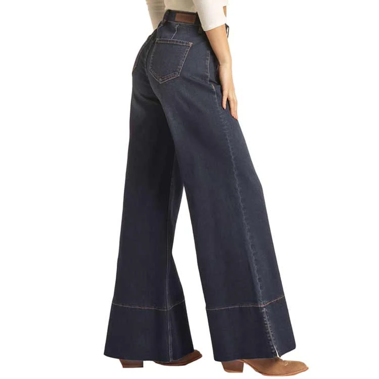 Rock & Roll Denim Women's High Rise Extra Stretch Palazzo Flare Leg Jeans 2 Rock & Roll Denim Women's High Rise Extra Stretch Palazzo Flare Leg Jeans - Image 2