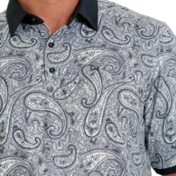 Cinch Men's ArenaFlex Paisley Print Polo -Western Cowboy Equipment Store img44093 cinch men s arenaflex paisley print polo