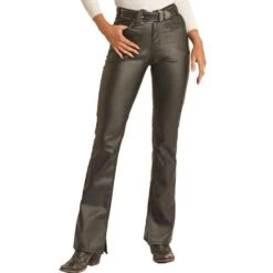 Rock & Roll Denim Women's High Rise Pleather Bootcut Jeans 5 Rock & Roll Denim Women's High Rise Pleather Bootcut Jeans -Western Cowboy Equipment Store img45620 rock roll denim women s high rise pleather bootcut jeans