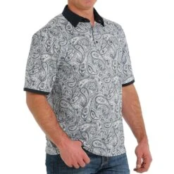 Cinch Men's ArenaFlex Paisley Print Polo -Western Cowboy Equipment Store img46441 cinch men s arenaflex paisley print polo