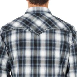 Wrangler Men's Rock 47 Embroidered Plaid Snap Shirt -Western Cowboy Equipment Store img48413 wrangler men s rock 47 embroidered plaid snap shirt
