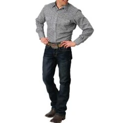 Roper Men's Mini Floral Print Snap Shirt -Western Cowboy Equipment Store img48445 roper men s mini floral print snap shirt