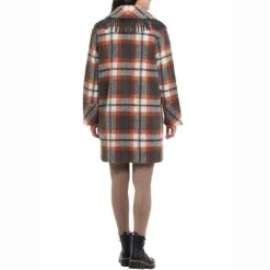 Tribal Women's Fringe Trim Plaid Coat -Western Cowboy Equipment Store img51858 tribal women s fringe trim plaid coat