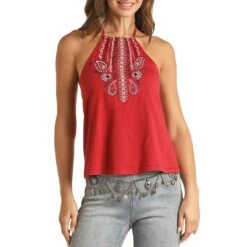Rock & Roll Cowgirl Women's Embroidered Halter Top 9 Rock & Roll Cowgirl Women's Embroidered Halter Top -Western Cowboy Equipment Store img51943 rock roll cowgirl women s embroidered halter top