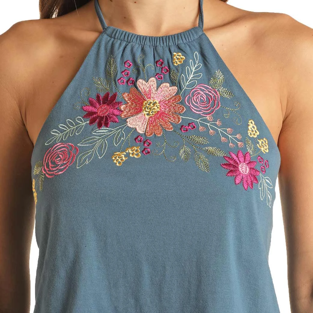 Rock & Roll Cowgirl Women's Embroidered Halter Top 3 Rock & Roll Cowgirl Women's Embroidered Halter Top - Image 3