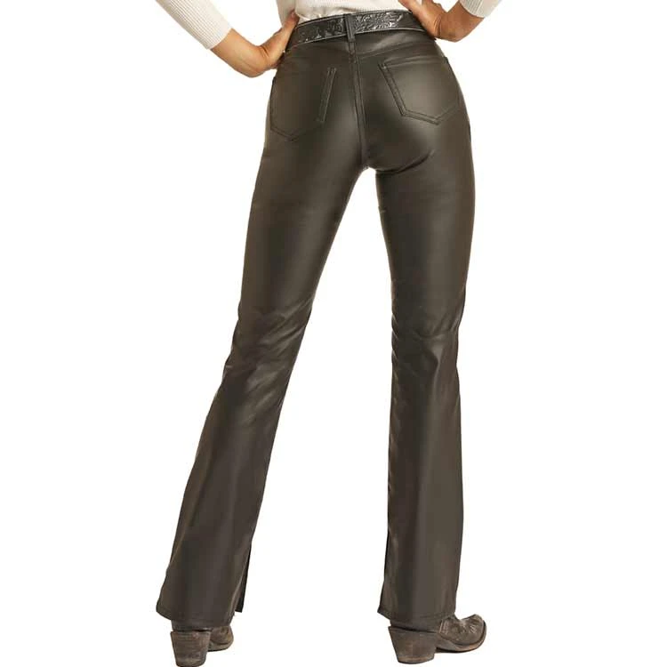 Rock & Roll Denim Women's High Rise Pleather Bootcut Jeans 1 Rock & Roll Denim Women's High Rise Pleather Bootcut Jeans