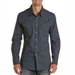 Rock & Roll Cowboy Men's Medallion Print Snap Shirt