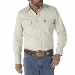 Wrangler Men's Cowboy Cut Firm Finish Snap Work Shirt -Western Cowboy Equipment Store img56639 wrangler men s cowboy cut firm finish snap work shirt