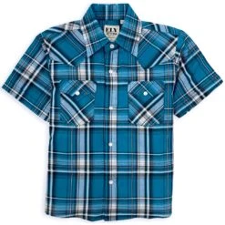 Ely Cattleman Boys' Short Sleeve Plaid Snap Shirt
