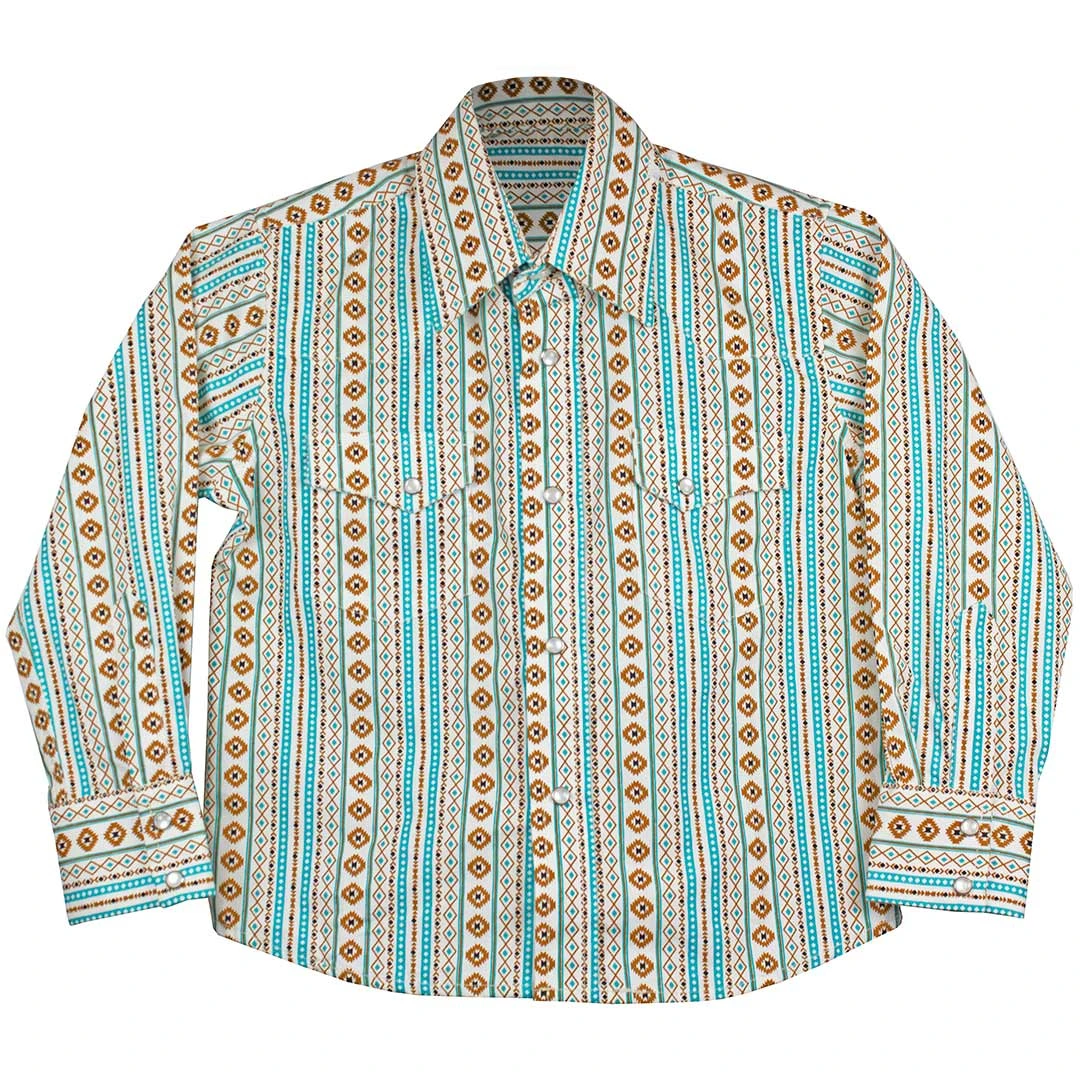 Cowboy Legend Boys' Aztec Stripe Snap Shirt 1 Cowboy Legend Boys' Aztec Stripe Snap Shirt
