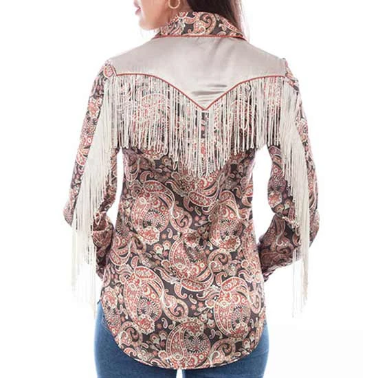 Scully Women's Fringe Paisley Print Snap Shirt 2 Scully Women's Fringe Paisley Print Snap Shirt - Image 2