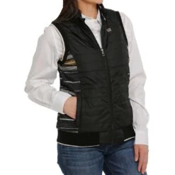 Cinch Women's Quilted Reversible Stripe Vest -Western Cowboy Equipment Store img63592 cinch women s quilted reversible stripe vest