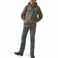 Ariat Boys' Horns Southwest Graphic Hoodie -Western Cowboy Equipment Store img66580 ariat boys horns southwest graphic hoodie