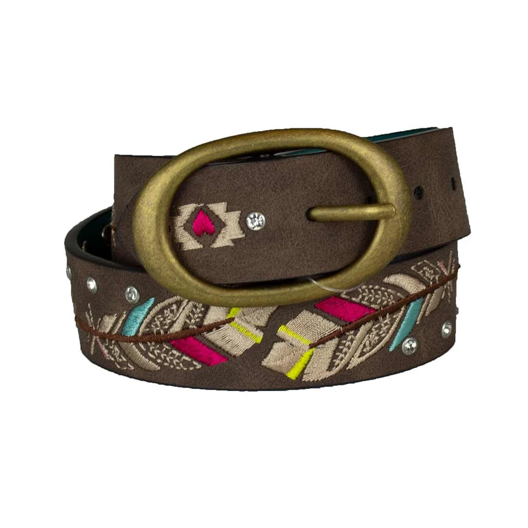 Catchfly Girls' Feather Embroidered Belt 1 Catchfly Girls' Feather Embroidered Belt