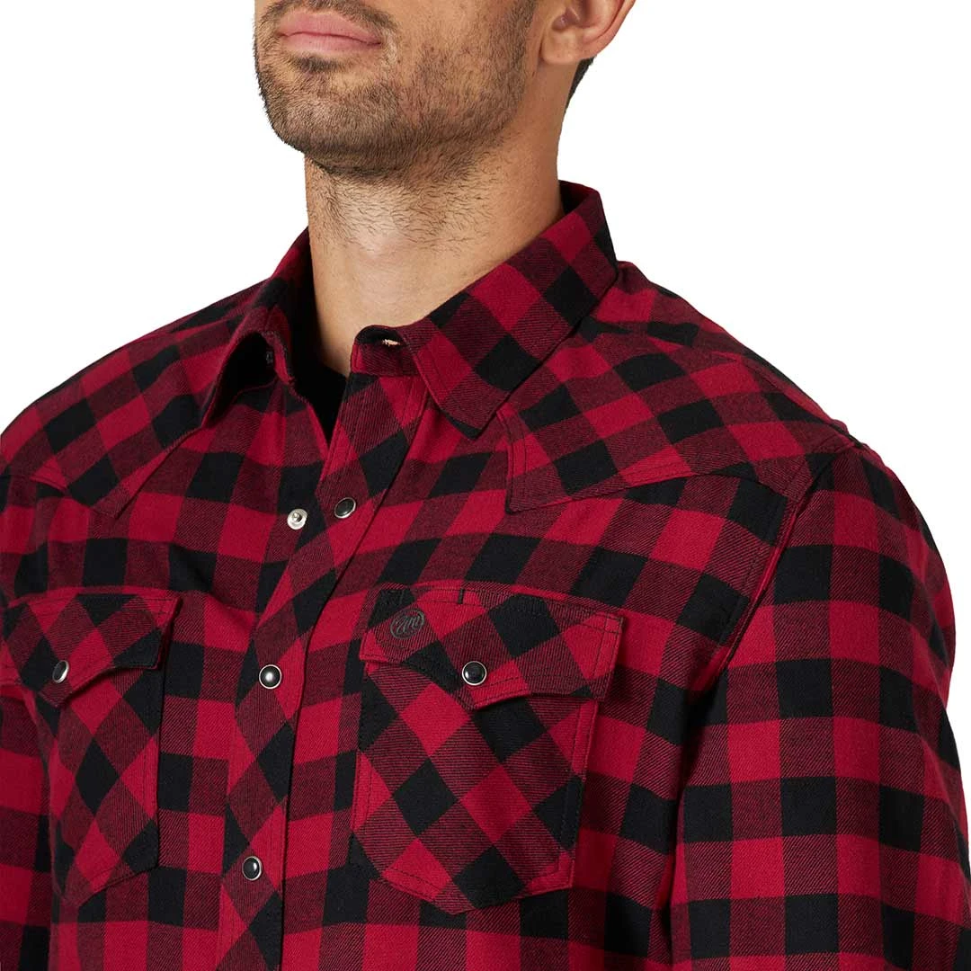 Wrangler Men's Retro Flannel Buffalo Plaid Snap Shirt 3 Wrangler Men's Retro Flannel Buffalo Plaid Snap Shirt - Image 3