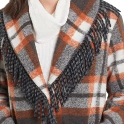 Tribal Women's Fringe Trim Plaid Coat -Western Cowboy Equipment Store img69410 tribal women s fringe trim plaid coat