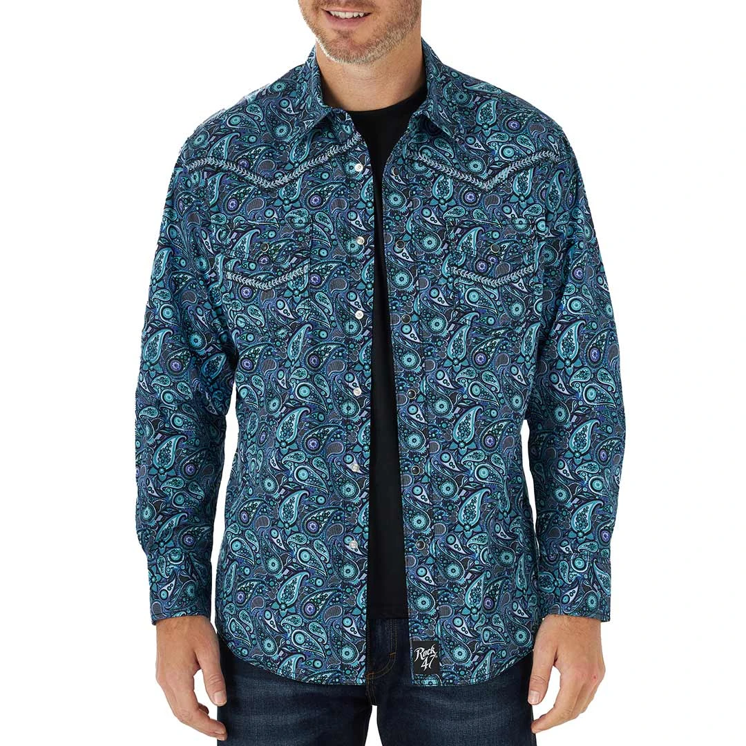 Wrangler Men's Rock 47 Paisley Print Snap Shirt 1 Wrangler Men's Rock 47 Paisley Print Snap Shirt