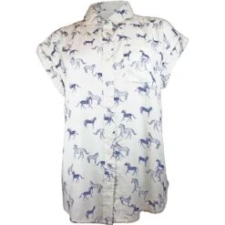 Cotton & Rye Outfitters Women's Horse Print Button-Down Shirt