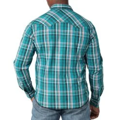 Wrangler Men's Fashion Plaid Snap Shirt -Western Cowboy Equipment Store img72445 wrangler men s fashion plaid snap shirt