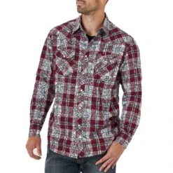 Wrangler Men's Retro Premium Print Snap Shirt -Western Cowboy Equipment Store img74130 wrangler men s retro premium print snap shirt
