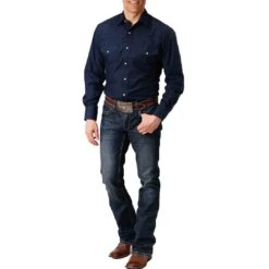 Roper Men's Solid Snap Shirt 5 Roper Men's Solid Snap Shirt -Western Cowboy Equipment Store img75457 roper men s solid snap shirt