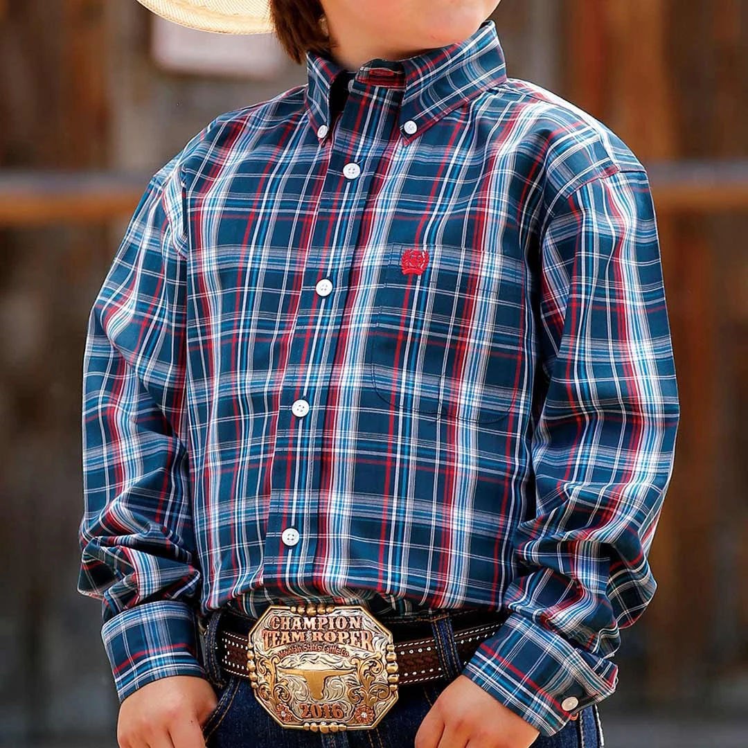 Cinch Boys' Match Dad Plaid Button-Down Shirt 2 Cinch Boys' Match Dad Plaid Button-Down Shirt - Image 2