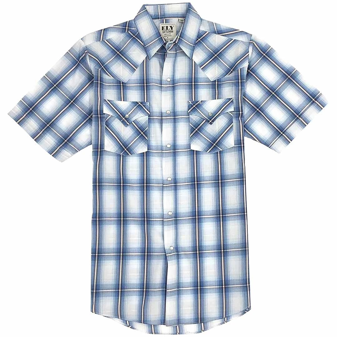 Ely Cattleman Men's Short Sleeve Plaid Snap Shirt 1 Ely Cattleman Men's Short Sleeve Plaid Snap Shirt