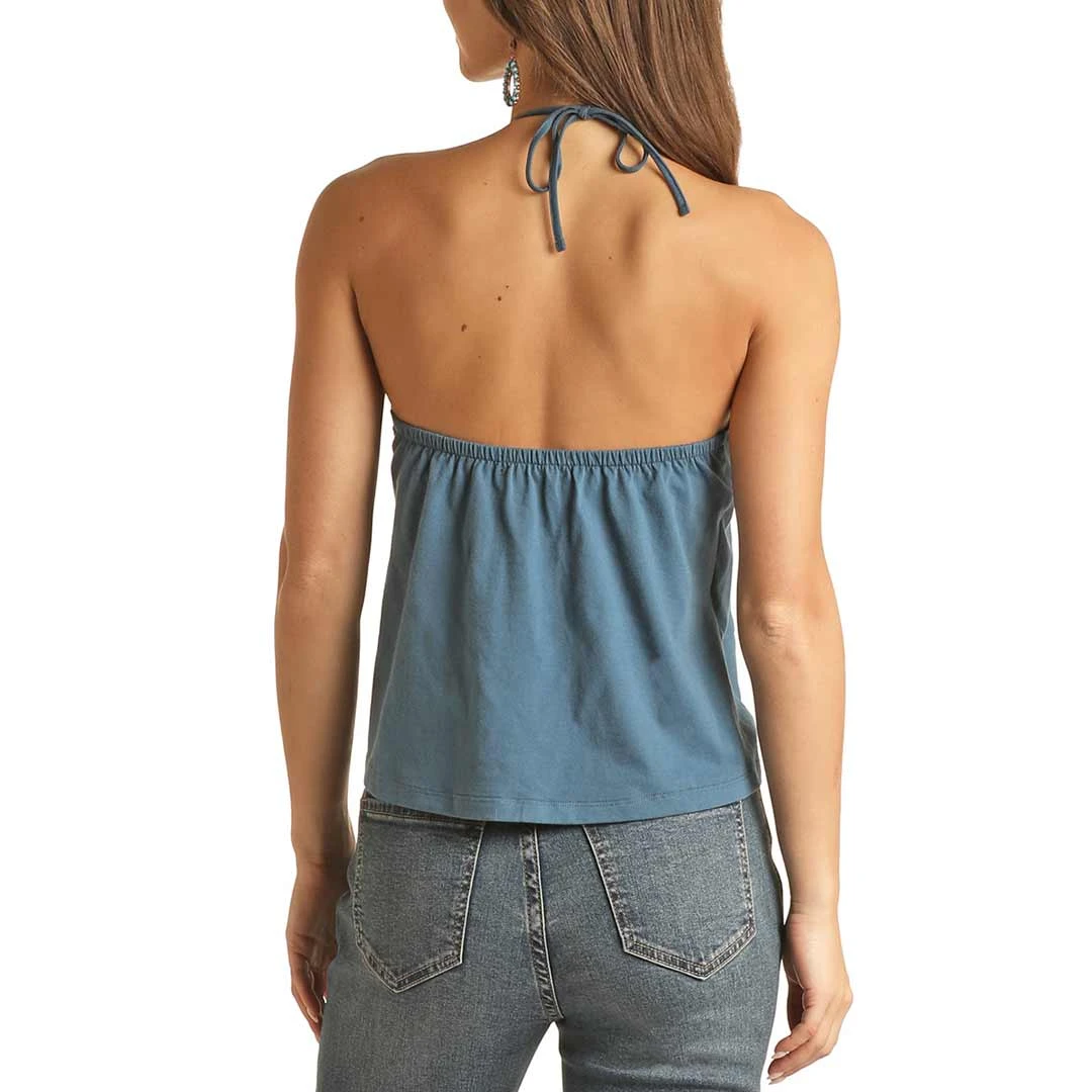 Rock & Roll Cowgirl Women's Embroidered Halter Top 2 Rock & Roll Cowgirl Women's Embroidered Halter Top - Image 2